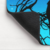 Vögel auf einem Zweig, Schwarz gegen Abend Blau Mousepad (Ecke)