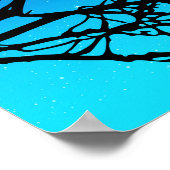 Vögel auf einem Zweig, Schwarz gegen Abend Blau Poster (Ecke)