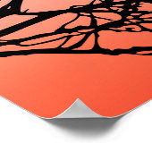 Vögel auf einem Zweig, schwarz gegen Sunset Orange Poster (Ecke)