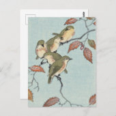 Vögel auf einem Zweigbild von Ohara Koson Postkarte (Vorne/Hinten)