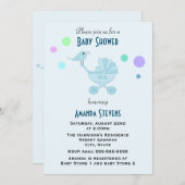 Vogel auf einer Baby Carriage Baby Dusche Einladung (Vorne/Hinten)