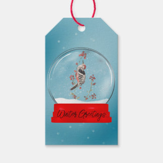Vogel auf einer Berry Branch Snow Globe Geschenk T Geschenkanhänger
