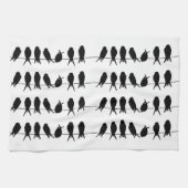 Vögel auf einer Draht ~ editable Hintergrundfarbe Geschirrtuch (Horizontal)