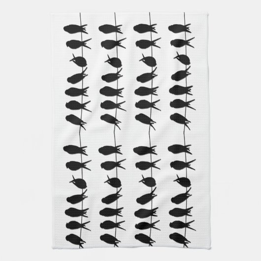 Vögel auf einer Draht ~ editable Hintergrundfarbe Geschirrtuch (Vertikal)