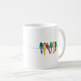 Vögel auf einer Draht-Tasse Kaffeetasse