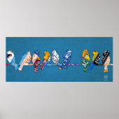 Vogel auf einer Drahtlos-Lizenzplatte Art Poster (Vorne)