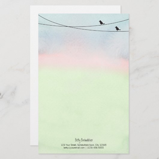 Vögel auf einer Drahtseilbahn (Vorne/Hinten)