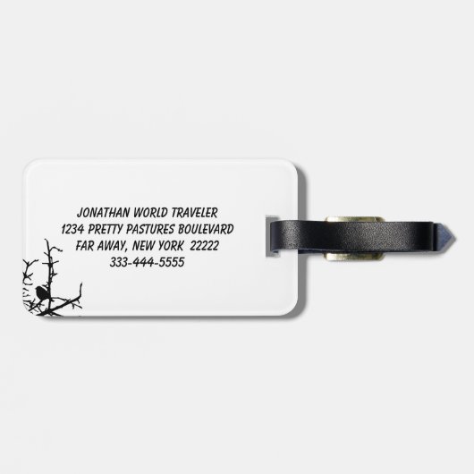 Vogel auf einer Niederlassung Gepäckanhänger (Rückseite horizontal)