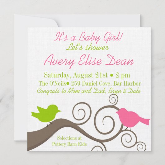 Vögel auf einer Niederlassung in Limonem u. in Einladung (Vorderseite)