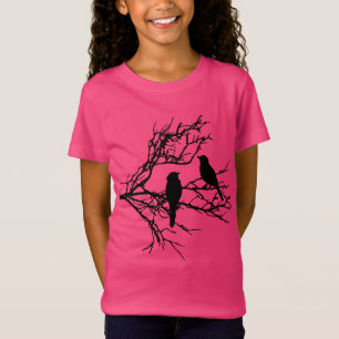 Vögel auf einer Niederlassung, schwarze Silhouett T-Shirt