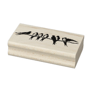 Vögel auf einer Niederlassungs-Vintagen Gummistempel