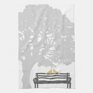 Vögel auf einer Parkbench-Hochzeit Küchentuch