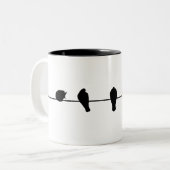 Vögel auf einer Schnur Zweifarbige Tasse (Vorderseite Links)