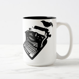 Vogel auf einer Schreibmaschinen-Tasse Zweifarbige Tasse