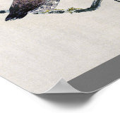 Vogel auf einer Trichosanthes Branch, Watanabe Sei Poster (Ecke)
