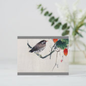 Vogel auf einer Trichosanthes Branch, Watanabe Sei Postkarte (Stehend Vorderseite)