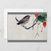 Vogel auf einer Trichosanthes Branch, Watanabe Sei Postkarte (Vorne/Hinten)