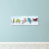 Vögel auf einer Wire 36" x 12", 1,5" Leinwanddruck (Insitu (Holzboden))