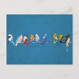 Vögel auf einer Wire License Plate Art Postkarte