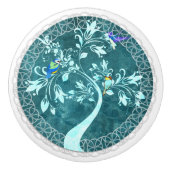 Vögel auf einer zweigen Blauen Keramik Pull Keramikknauf (Vorderseite)