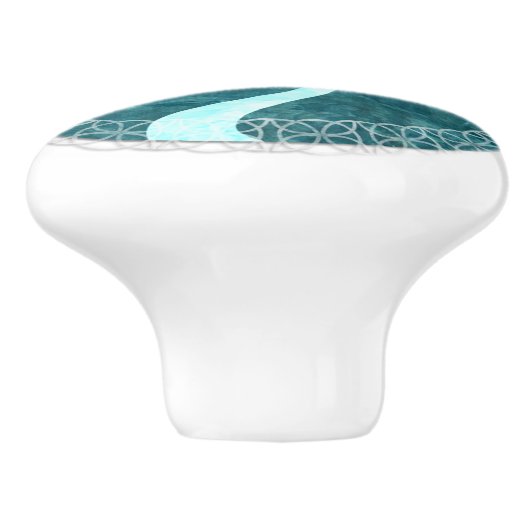 Vögel auf einer zweigen Blauen Keramik Pull Keramikknauf (Seitenansicht)