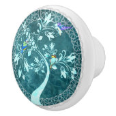 Vögel auf einer zweigen Blauen Keramik Pull Keramikknauf (Rechts)