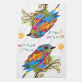 Vögel auf einer Zweigstelle machen heute Phantasti Geschirrtuch (Vertikal)