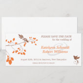 Vögel auf einer Zweigstelle Orange & Brown Save th The Date (Vorne/Hinten)