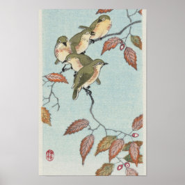 Vögel auf einer Zweigstelle von Ohara Koson Poster