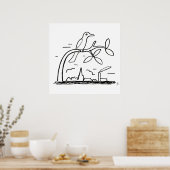 Vogel auf einer Zweigstelle Zeichnend von Leo Gest Poster (Küche)