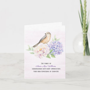 Vogel auf Hortensie Beileid Danke