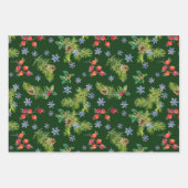 Vögel auf Kiefernwald, natürliche Umgebung 3 Koord Geschenkpapier Set (Vorderseite)