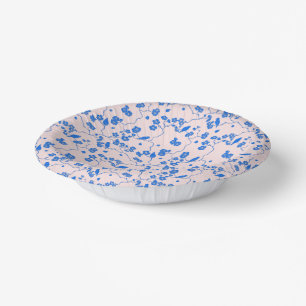 Vögel auf Kirschblüten Blau auf Rosafarben Pappteller