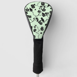 Vögel auf Kirschblüten Schwarz auf Minzgrün Golf Headcover
