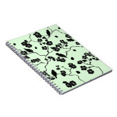 Vögel auf Kirschblüten Schwarz auf Minzgrün Notizblock (Rechte Seite)