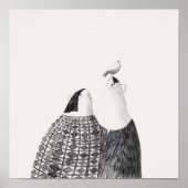 Vogel auf Kopf Poster (Vorne)