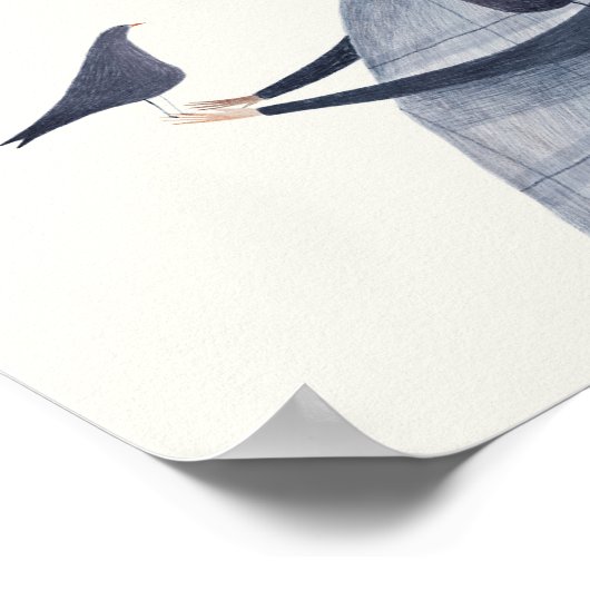 Vogel auf Kopf Poster (Ecke)