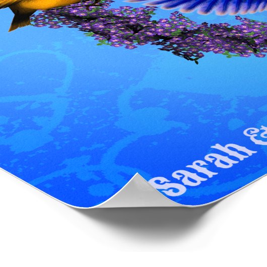 Vögel auf Kranken Personalisierte Hochzeitsgeschen Poster (Ecke)