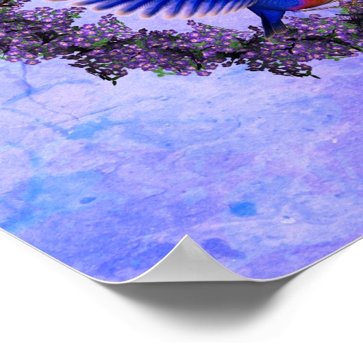 Vögel auf Lila Blume Personalisiert Poster (Ecke)