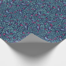 Vögel auf Marine-Wasserfarb-Effekt-Wrap-Papier