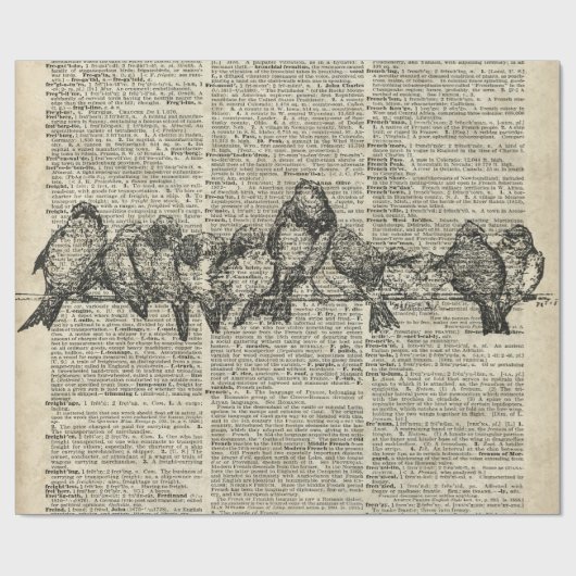 Vögel auf Niederlassungs-Vintager Schablone über Geschenkpapier (Flach)