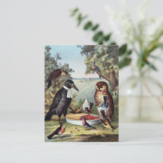 Vögel auf Picnic, Malerei, Reproduktion, Postkarte (Stehend Vorderseite)