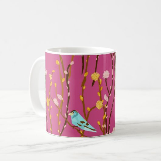 Vögel auf Pussy-Weide-Tasse Kaffeetasse (Vorderseite Links)