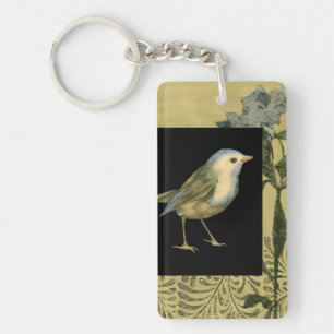 Vogel auf schwarzem und vintage Hintergrund Schlüsselanhänger