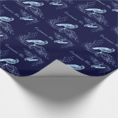 Vogel auf Scroll (blau) Geschenkpapier (Ecke)