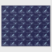 Vogel auf Scroll (blau) Geschenkpapier (Flach)
