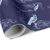 Vogel auf Scroll (blau) Geschenkpapier (Rolleneckpunkt)