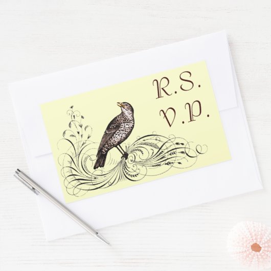 Vogel auf Scroll (braun) Rechteckiger Aufkleber (Umschlag)