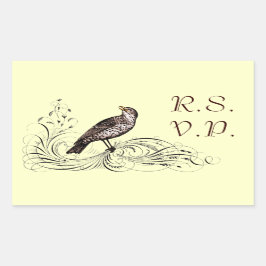 Vogel auf Scroll (braun) Rechteckiger Aufkleber