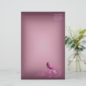 Vogel auf Scroll (rosa) Briefpapier (Stehend Vorderseite)